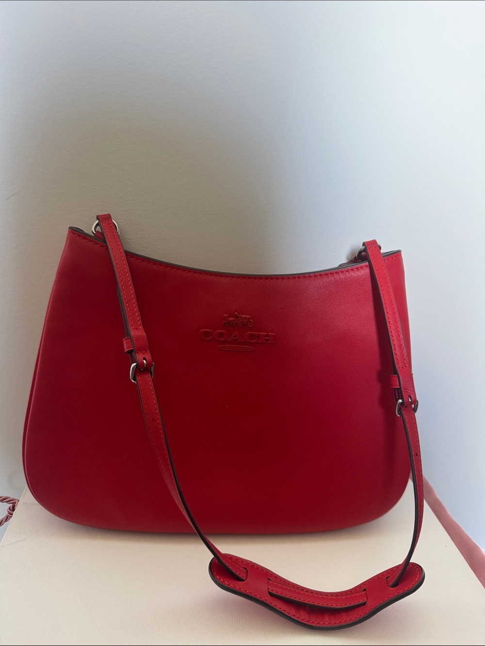 Coach Red Leather Hobo Shoulder Bag